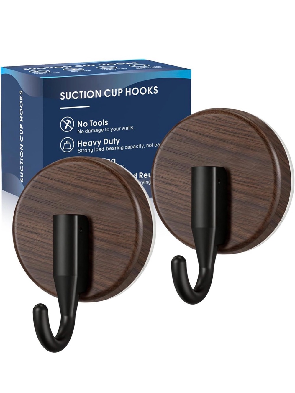 New Open Box 2Suction Cup Hooks for Shower, Shower Hooks Mounting on Glass Doors